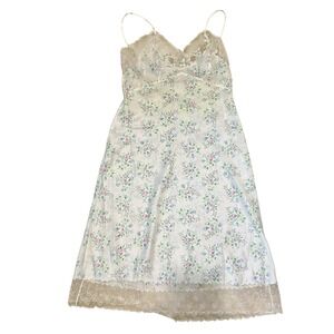 Vintage Saab Floral Slip Dress Lingerie Lace Trim Cottagecore Romantic Style